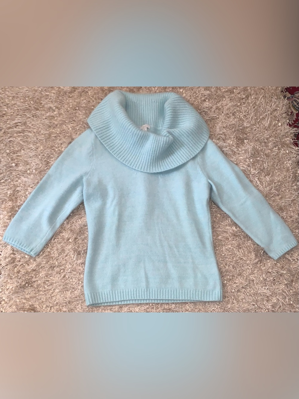 Apt 9 Light Blue & Sparkle Cowl Neck Women’s Sweater angora blend size M